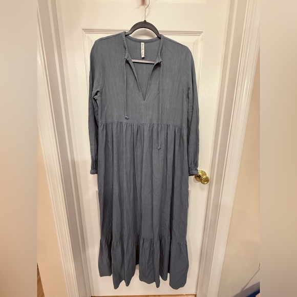Rachel Pally Finn Linen Blend Blue Maxi Dress Size Small - Picture 2 of 9
